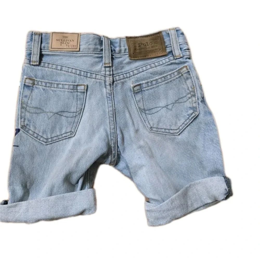 NWT Polo Ralph‎ Lauren Youth Boys RL 67 Denim Shorts Sz 3T Sullivan Slim Roll Up